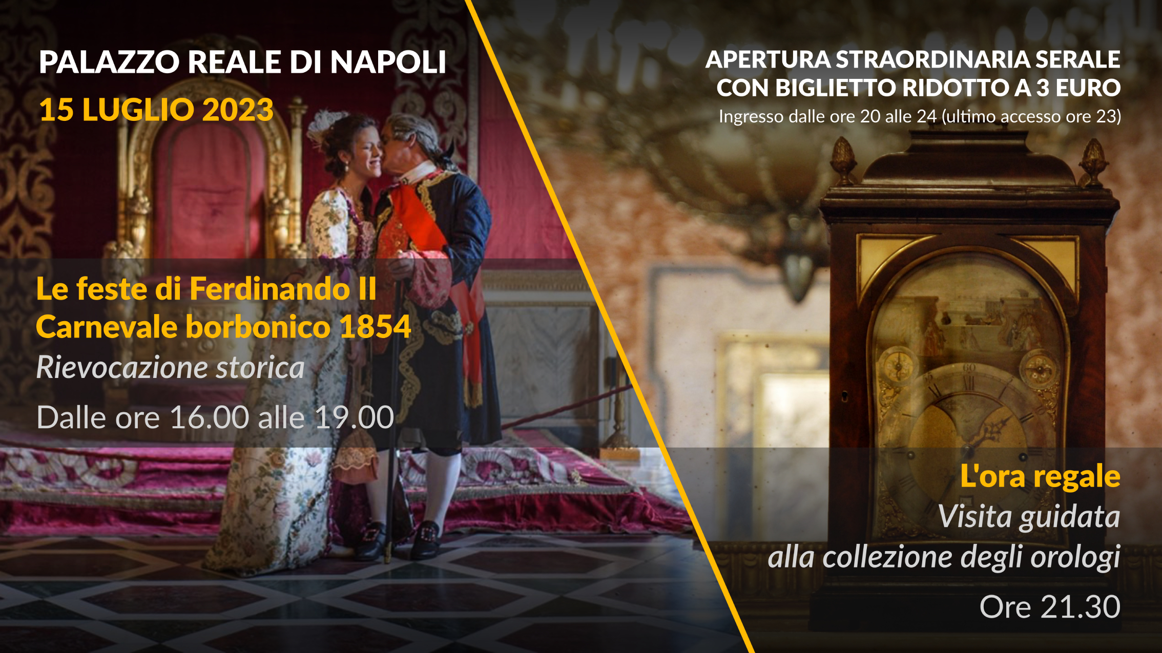 “Un Sabato da Re” al Palazzo Reale di Napoli tra aperture straordinarie serali, visite guidate e rievocazioni storiche